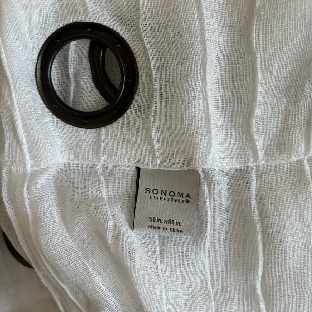Sonoma Textured White Curtain with Black Grommets 50x84